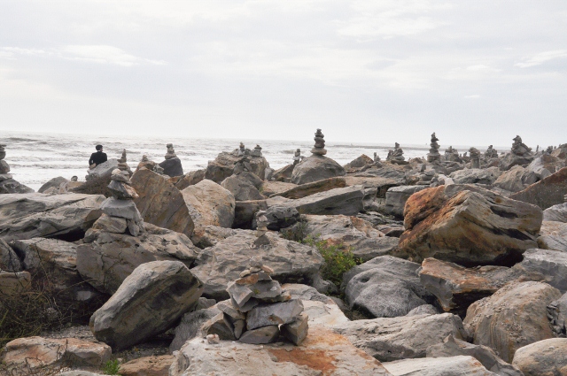 Galveston beach cairns